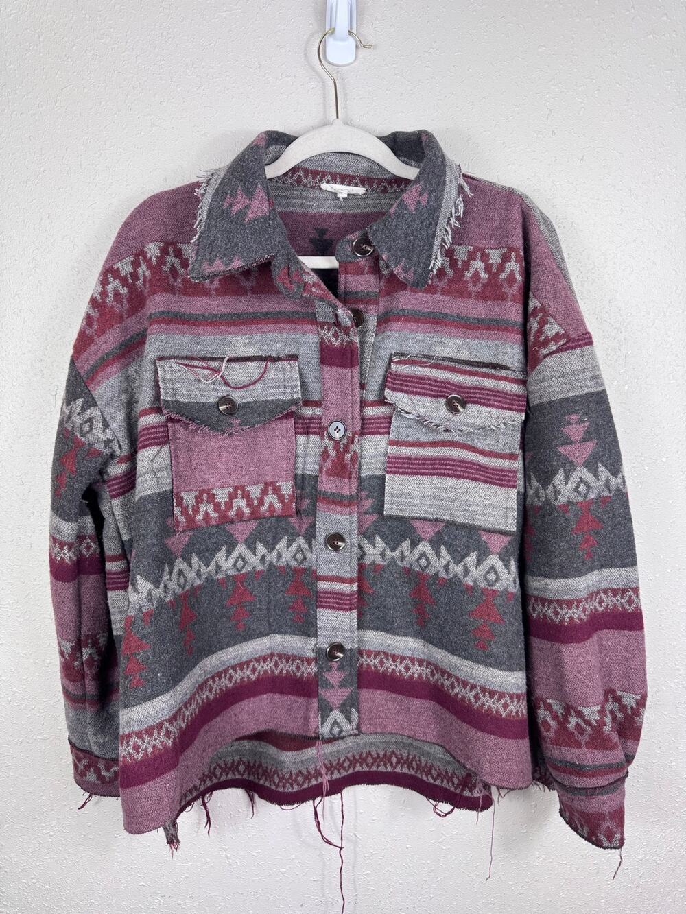 La Miel Western Distressed Shacket women’s size Large